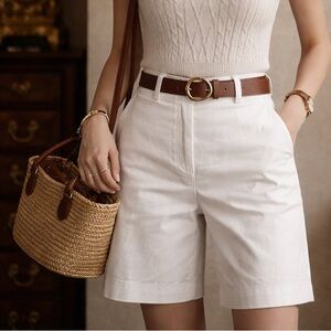 😍2/$20 Jones New York Sz 6P Signature Petite Cotton Stretch Bermuda Shorts White